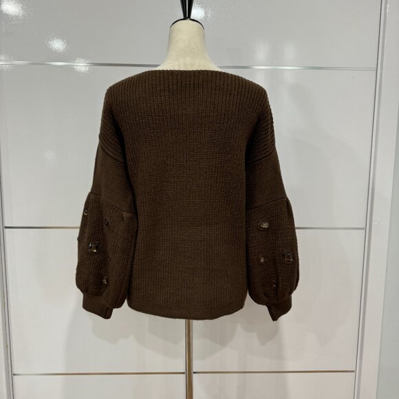 Peekskill Crystal Embellished Sweater in Mocha NWOT, Size M - Picture 5 of 15